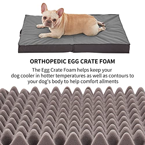 Outdoor Beds for Large Dogs, Waterproof with Washable Cover, Foldable Cooling & Orthopedic: 35in All Weather - color: Grey, size: Large