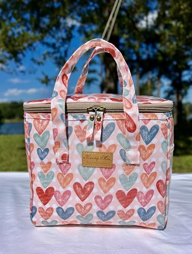 Kwang Min Insulated Lunch Bag for Women,Reusable Bento Box,Large Cooler for Office,Picnic Outdoors,Beach, Premium Waterproof Fabric,Ideal Pink Lunch Bag (Pink Peony) - color: Peony Pink