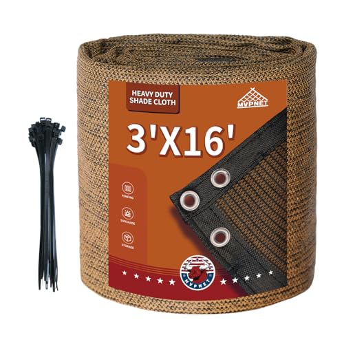 3x16Ft Garden Privacy Fence Screen, 180GSM Heavy Duty 90% Blockage Windbreak Mesh Tarp with Reinforced Edges & Anti-Rust Grommets, Includes Zip Ties for Garden, Yard, Backyard, Outdoor, Mocha - color: Mocha, size: 3' X 16'-finished Size
