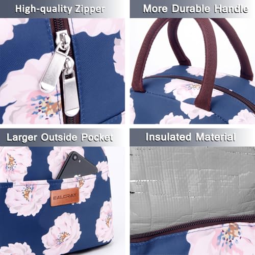 BALORAY Lunch Bag for Women Men Insulated Lunch Box for Adult Reusable Lunch Tote Bag for Work, Picnic or Travel (Pink Flower) - color: Pink Flower, size: M
