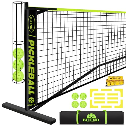 Bltend Portable Pickleball Net Set, 22FT Regulation Size Pickle Ball Net with Ball Collector, Court Marker and Tape Measure, Pickle Ball Net Set System for Indoor Outdoor Driveway Garages Backyard