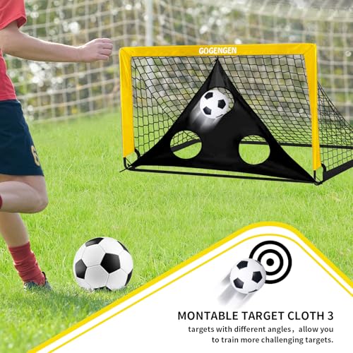 Soccer Goal, 2 of 6x4 Soccer Goals for Backyard with Soccer Net, Soccer Ball, Target, Cones, Soccer Training Equipment for Toddler Kids Youth - color: Yellow