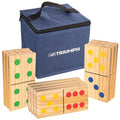 Triumph 28-Piece Wood Lawn Outdoor Large-Format Domino Set Includes Storage Carry Bag