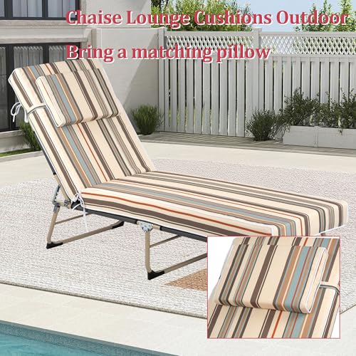 Chaise Lounge Cushions Outdoor 72x21x4 Inch, Patio Lounger Chair Cushion with Removable Cover, Fade Resistant Replacement Pad for Outdoor Furniture (Black Agate Stripes, 72x21x4 inch) - color: Black Agate Stripes