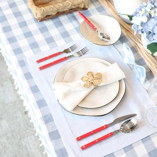 ANNOVA Silverware Set, Retro/Rivet Colorful Stainless Steel Tableware Kitchen Flatware Set Utensils, Includes Dinner Knives, Forks, Spoons, Salad Forks & Dessert Spoons (Red, 10 Pieces) - color: Red