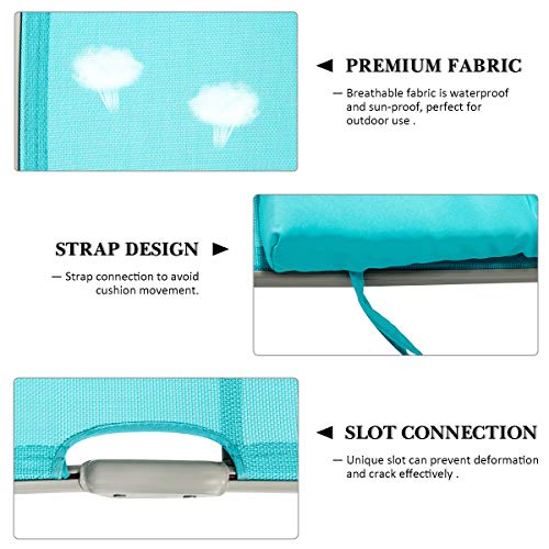 Tangkula Outdoor Folding Chaise Lounge Chair, Lightweight Recliner Chair w/ 7 Adjustable Backrest Positions, Patio Reclining Beach w/Removable Cushion & Pillow for Patio Poolside No Assembly Required - color: Turquoise