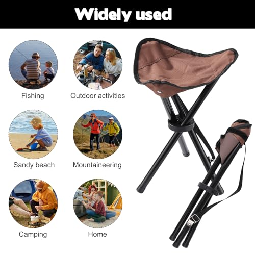 Travel Folding Camping Stool, 14.6 inches Lightweight Outdoor Tripod Chair and Maximum weight 210 lbs Portable Party Chair Fishing Chairs Seat for Camp Hiking Beach Garden and Painting (Brown) - color: Brown