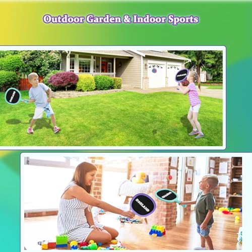 Racquet Paddle Bouncy Ball Play Set for Kids Adults Family Activities Rackets, Indoor Outdoor Play Games,Children’s Pool Beach Sport Toys(with 4 Balls) - color: 3