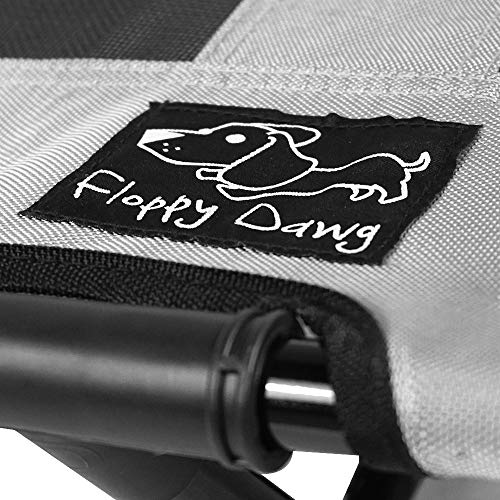 Floppy Dawg Just Chillin' Elevated Dog Bed. Cool Cot with Removable Canopy Shade. Indoor or Outdoor Pet Use. Lightweight and Portable. Chill in Style on Raised Breathable Mesh Fabric. - color: Large Gray
