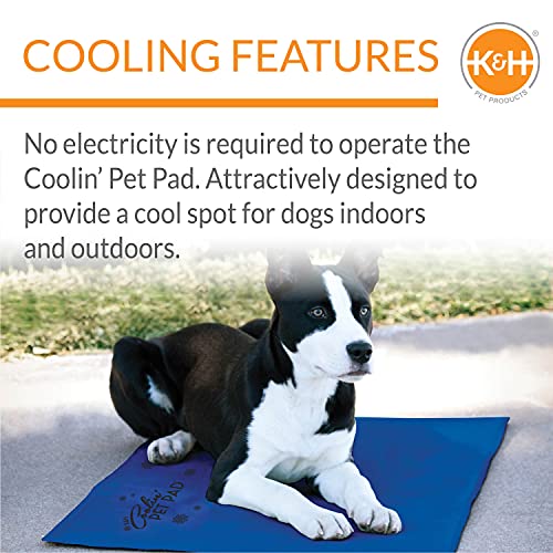 K&H Pet Products Coolin' Pet Pad Dog Mat, Portable Dog Cooling Mat for Travel or in Home, Perfect for Carriers, Crates, Outdoor Houses, Yards, Porches, Pet Beds & More - Large 36 X 20in Chill Blue - size: Large (20 x 36 in)