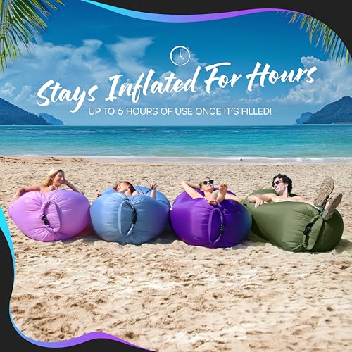Nevlers Military Green Inflatable Lounger | No-Pump Blow Up Couch | 210T Polyester Outdoor Lounger for Use as Music Festival Essentials | Air Couch Inflatable Chair for Kids w/ 450 lbs. Capacity - color: Military Green, size: 1 Pack