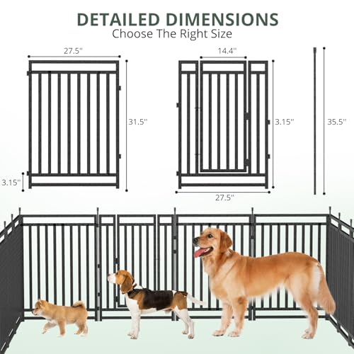 Dog Fence Outdoor for Yard Indoor Dog Playpen 32" Height 16 Panels Portable Dog Pen Metal Dog Kennel for RV Camping(Black-Silver) - size: 32" Height, style: 16 Panels