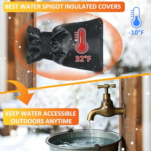 TUPI 2 Pack Outdoor Faucet Covers for Winter | Pro Freeze Protection | Waterproof Spigot Cover, Reusable Winter Insulated Faucet Pipe Protector for Outside Spigot, Hose bib, Water Tap, 8.5" H x6.1 W