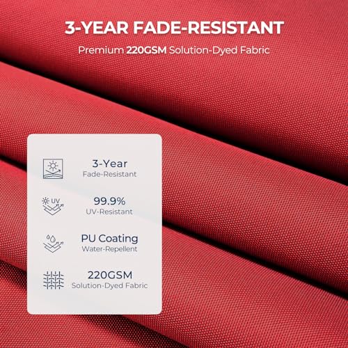HOMSHADE 6x4ft Outdoor Balcony Umbrella - Flat Porch Pool Patio Umbrella Rectangular Canopy Shade UPF50+ UV Protection 360° Rotating & Tilting All Angles Applicable (Red, No Base) - color: Red