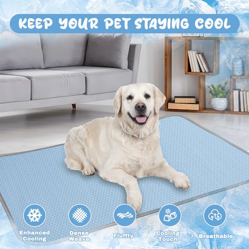 Buvlnee Summer Dog Cooling Mat Washable Ice Silk Self Cool Pad for Small Medium Large Dogs and Cats, Pet Sleeping Pad for Crate, Bed, Indoor & Outdoor Floor, Car Seats - color: Blue, size: 59x40in