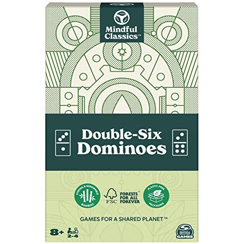 Mindful Classics, Double-Six Wood Dominoes Set Sustainable Classic Games with Wood Storage Case, for Adults and Kids Ages 8 and up - color: Double 6 Wood Dominoes Set
