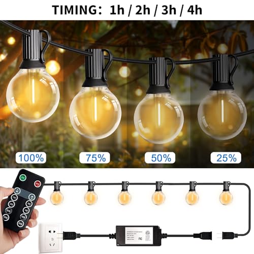 HISTAR 96FT LED Outdoor String Lights with Remote Waterproof G40 Globe Lights with 52 Dimmable LED Bulbs, Outdoor Patio Lights Decorative for Backyard Balcony Bistro Cafe - size: 96ft with remote