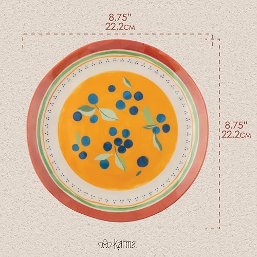 Karma, 8.75 inches Melamine Salad Plates Set of 4, Reusable Dishwasher Safe Plates for Outdoor and Indoor, Blueberries - color: Blueberries