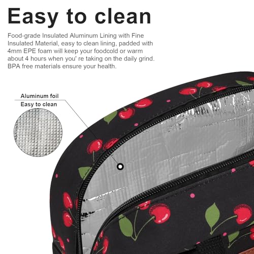 BALORAY Lunch Bag for Women Men Insulated Lunch Box for Adult Reusable Lunch Tote Bag for Work, Picnic or Travel (Cherry, M) - color: Cherry, size: M