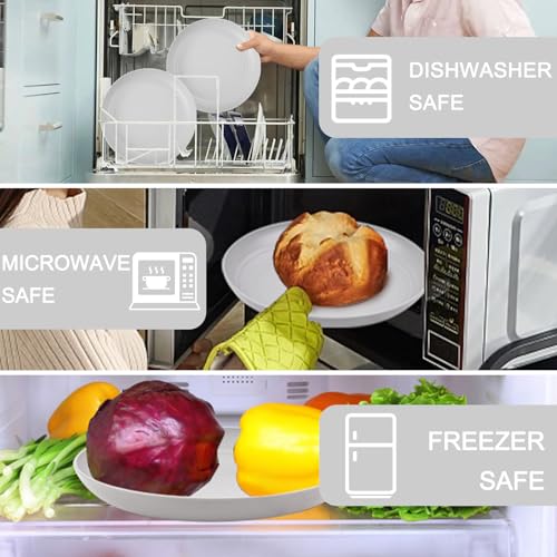 Supernal 16pcs Grey Wheat Straw Plates - Hard Plastic, Unbreakable Dinner Plates, Dishwasher & Microwave Safe for Camping, Picnic - color: Gray
