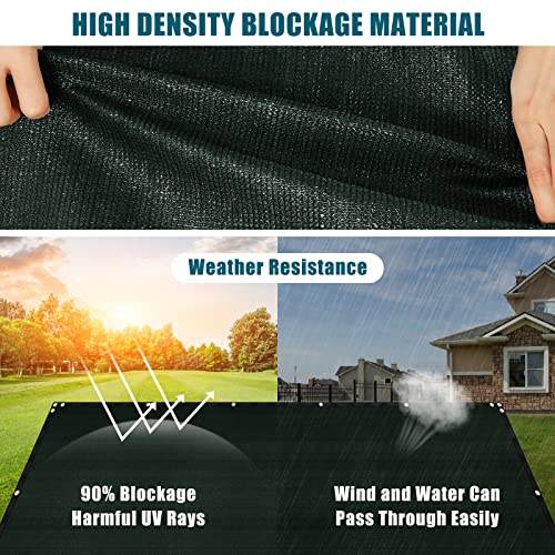 UIRWAY Privacy Screen Fence 6ft x 50ft Green, Heavy Duty 170GSM 90% Blockage Chain Link Fence Privacy Screen, UV Resistant Outdoor Windscreen Shade Net for Backyard Garden Patio Yard with Cable Ties - color: Green, size: 6' x 50'