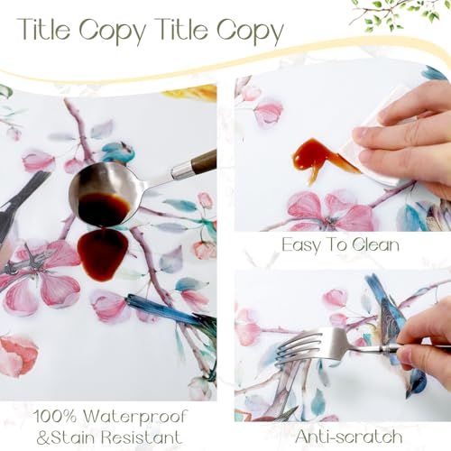 Romanstile Spring Summer Square Vinyl Tablecloth, Outdoor Waterproof Oil-Proof Plastic Table Cloth, Heavy Duty Vinyl Table Cover for Dining, Camping, Picnic, Outdoor - 54 x 54 Inch, Bird - color: Bird, size: 54" X 54" (Square)