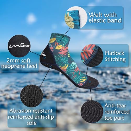 OMGear Water Socks Sand Proof Booties Quick Dry Swim Dive Socks for Sand Soccer Beach Volleyball - color: Leaf, size: X-Small