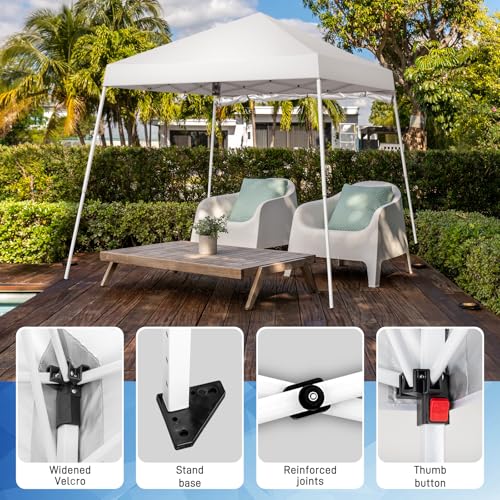 Outvita 6'x6' Pop Up Canopy Tent Commercial Instant Gazebo Tent, Waterproof & UV Protection Canopy Tent with Slant Legs & 1pc sidewall for Party Wedding Birthday BBQ Events - style: 6x6-white