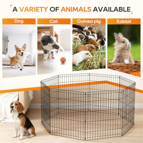 NChanmar Pet Dog Palypen Foldable Portable Metal Dog Fence Pet Exercise Pen for Outdoor & Indoor 30 Inch Height 8 Panels Puppy Palypen Kenne w/Door for Puppy Dogs Small Breeds, Black - size: 30 In