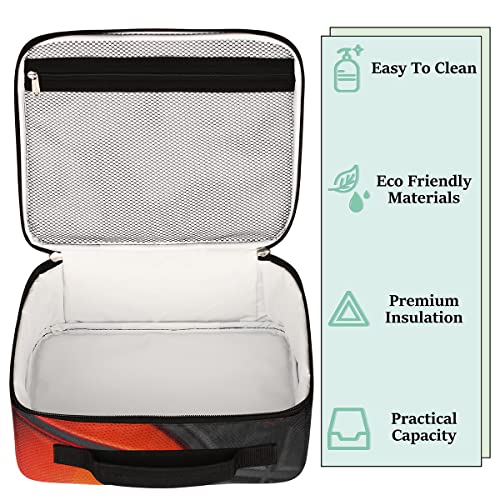 Kids Lunch Box for Boys Girls Black Red Sport Basketball Insulated Lunch Bag Reusable Small Cooler Bag Meal Containers Tote Kit for School Travel Women Men - color: red black basketball