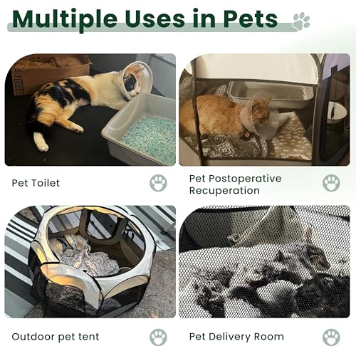 Love's cabin Pet Puppy Dog Playpen, Small Dog Tent Crates Cage Indoor/Outdoor, Portable Playpen for Cat, Foldable Pop Up Dog Kennel Playpen with Carring Case, Removable Zipper Top, Dark Grey - color: Dark Grey, size: 25.0"L x 25.0"W x 17.0"H