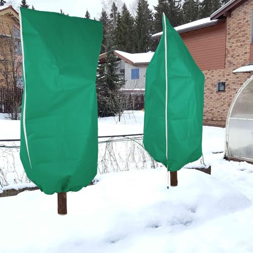 2 Pack Winter Plant Covers Freeze Protection - 23.6"×31.5" Winter Frost Protection Bags for Outdoor Plants with Drawstring, Reusable Anti-Freeze Cloth for Garden & Potted Plants - size: 23.6"×31.5"