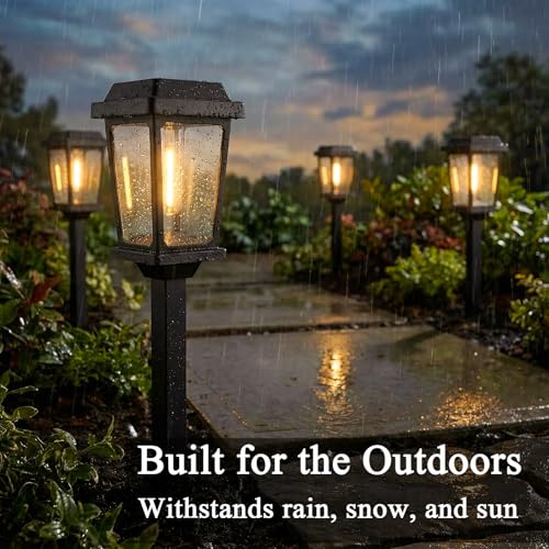 12 Pack Solar Lights Outdoor, Modern Solar Pathway Lights Outdoor, Waterproof Auto On/Off Garden Lights for Yard, Landscape Path, Walkway, Driveway Decor (3000K Warm White) - size: 12Pack