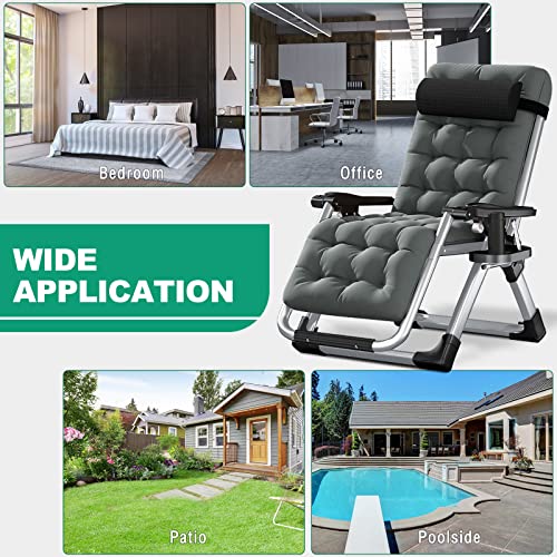 LILYPELLE Zero Gravity Chair, Premium Lawn Recliner Folding Portable Chaise Lounge with Detachable Cushion, Headrest and Cup Holder, Reclining Patio Lounger Chair - color: Vibrant Gray, style: Zero Gravity Chair