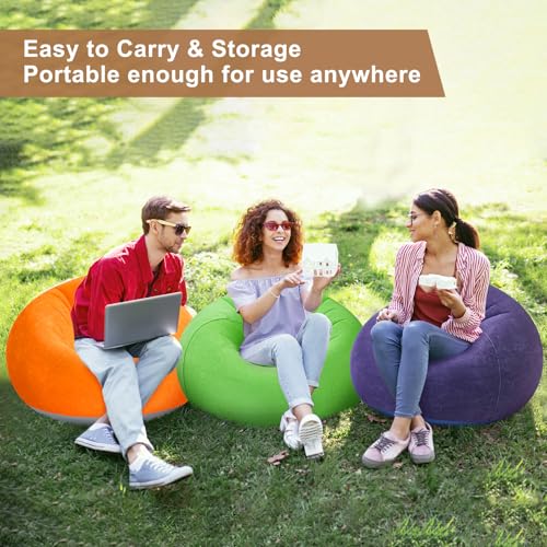 Realspring 6 9 12 Pcs Inflatable Bean Bag Chairs for Adults with Electric Air Pump, Blow up Couch Folding Portable Inflatable Couch Lazy Sofa for Outdoor Movie Night Camping(Colorful,6 Pcs) - color: Colorful