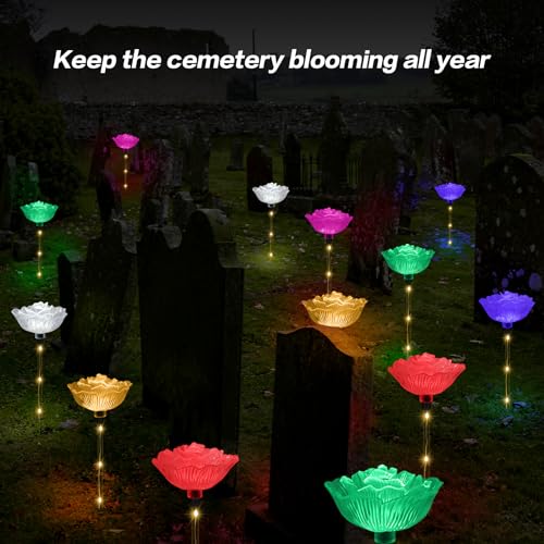 BeHiller Solar Garden Light Outdoor Waterproof,6PACKS Multicolor Bigger Rose Flowers Lights Lawn Decor,Solar Pathway Rose Lights for Garden,Mom Day,Christmas,Housewarming Gifts Decor