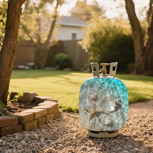 Propane Tank Covers 20lb Starfish Outdoor Heavy Duty Waterproof Windproof Gas Tank Cylinder Cover with Elastic Brand, Dress up Your Gas Grill, Fits Standard 20lb Cylinder - color: Starfish
