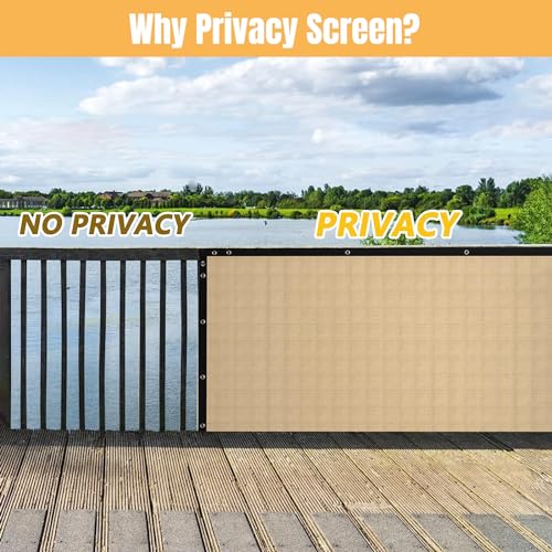 SPORTYOUTH 3ft x 50ft Fence Privacy Screen, Heavy Duty 150 GSM Fencing Mesh Shade Cover Windscreen with Brass Grommets for Outdoor Wall Deck Garden Backyard Porch, Cable Zip Ties Include, Beige - color: Beige
