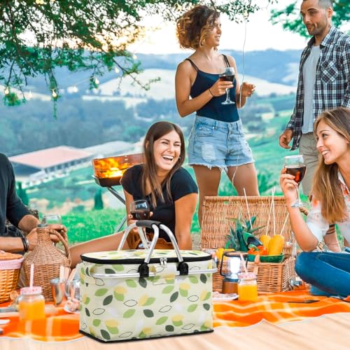 Large Picnic Basket, Insulated Beach Bag Cooler Reusable with Zippered Top & Handles Reusable Folding Grocery Basket Insulated Cooler Bag for Picnic Travel - color: Navy Blue