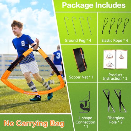 Dimples Excel Soccer Goals Kids Net for Backyard 7x5, 5x3.6, 4x3, 3x2.2 FT - style: 7'x5' FT, 1 Pack