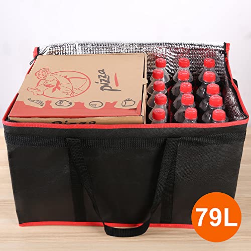 Bodaon 4-Pack Cooler Insulated Food Delivery Bag, Rideshare Delivery Bag, XXX-Large Thermal Bags for Catering/Hot Pizza, Travel/Camping Essentials/Picnic/Grocery Reusable Warmer Frozen, Black-Red Edge - color: Black-Red Edge, size: XXX-Large