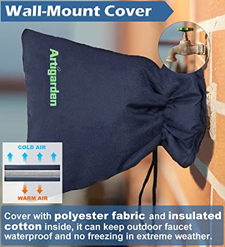 Artigarden Upgraded Outdoor Faucet Cover for Winter Freeze Protection - Outside Water Hose Bib Insulated Sock for Cold Weather, Blue, Pack of 2 - color: Blue, size: 2PCS-C