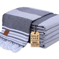 Gold CASE Turkish Beach Towel Set of 6 – 100% Cotton Large Turkish Bath Towels 70 x 38'' – OLYMPOS Oversized, Quick Dry & Sand Free Beach Towel – Lightweight Towels Set - Black - color: Olympos-black, style: Beach-Bath Towel Set