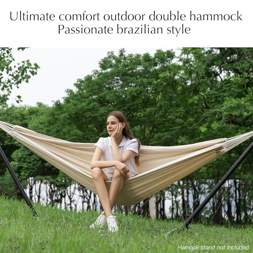 PNAEUT Double Hammocks for Outside, Replacement Outdoor Tree Hammock for Indoor Patio Porch Garden (Beige, Medium) - color: Beige, size: Medium