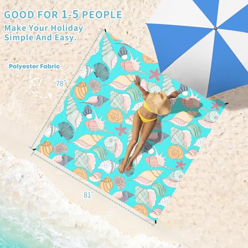Beach Blanket 78''×81'' Suits 1-5 Adults Waterproof Sandproof Oversized Waterproof Lightweight Durable Beach Blanket Large Picnic Mat for Travel Camping Picnic - color: Conch, size: 78''x81''