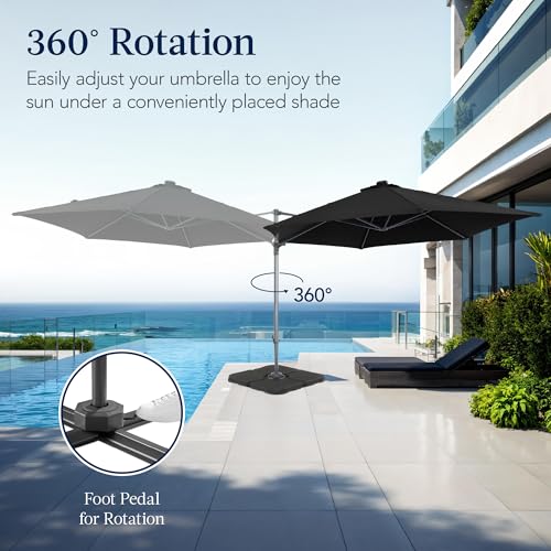 Best Choice Products 10ft Offset Cantilever Hanging Market Patio Umbrella, Smooth 360° Rotation, 8 Sturdy Ribs, Easy Adjustment - Black - color: Black, size: Offset w/ 360° Rotation