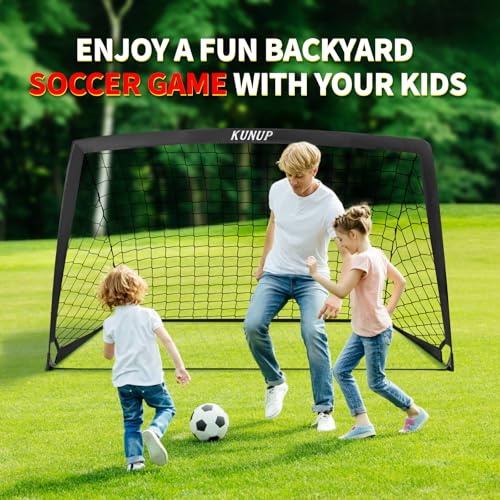 2 Set Kids Soccer Goals for Backyard with Training Equipment, Portable Foldable Practice Nets with Ball, Dice & Mat, Cones, Air Pump and Carry Bag for Toddler Youth Outdoor Sports Game - color: Black, style: 5x3FT