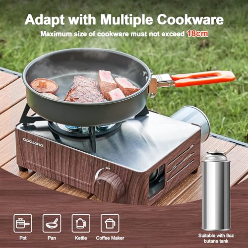 Odoland 7500BTU Camping Butane Stove with Compact Carry Case, CSA Certified Portable Gas Stove for Backpacking,Picnic,Outdoor Adventures,Brown - color: Brown