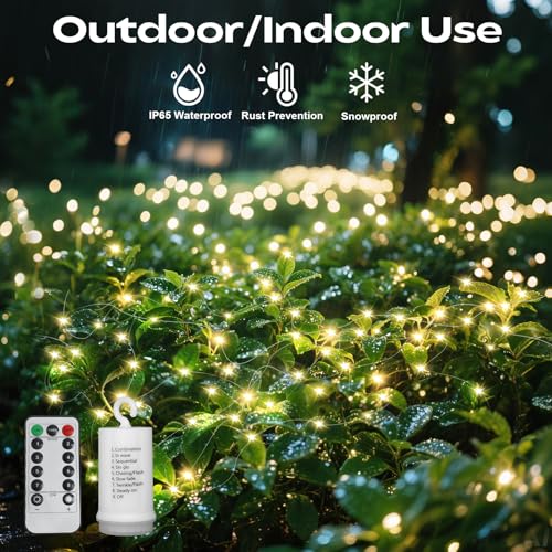 200 Led Fairy String Lights with Remote Timer, Firefly Bunch Lights Battery Operated, 8 Flashing Modes 10 Strand, Waterfall Twinkle Lights for Indoor Outdoor Halloween Christams Decor, Warm White - style: Warm White with Timer