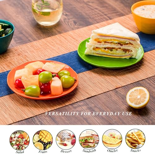 6.7-Inch Melamine Dessert Plates (Set of 6) - Unbreakable and Reusable Dinnerware with Ceramic Feel, Stackable and Dishwasher-Safe (Multi-color) - color: Multicolor